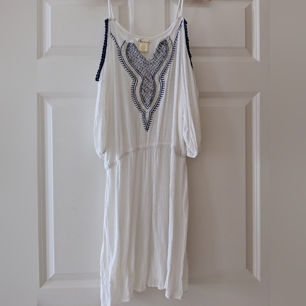 Coverup sequins gauzy swim M rayon pompom embroidered…